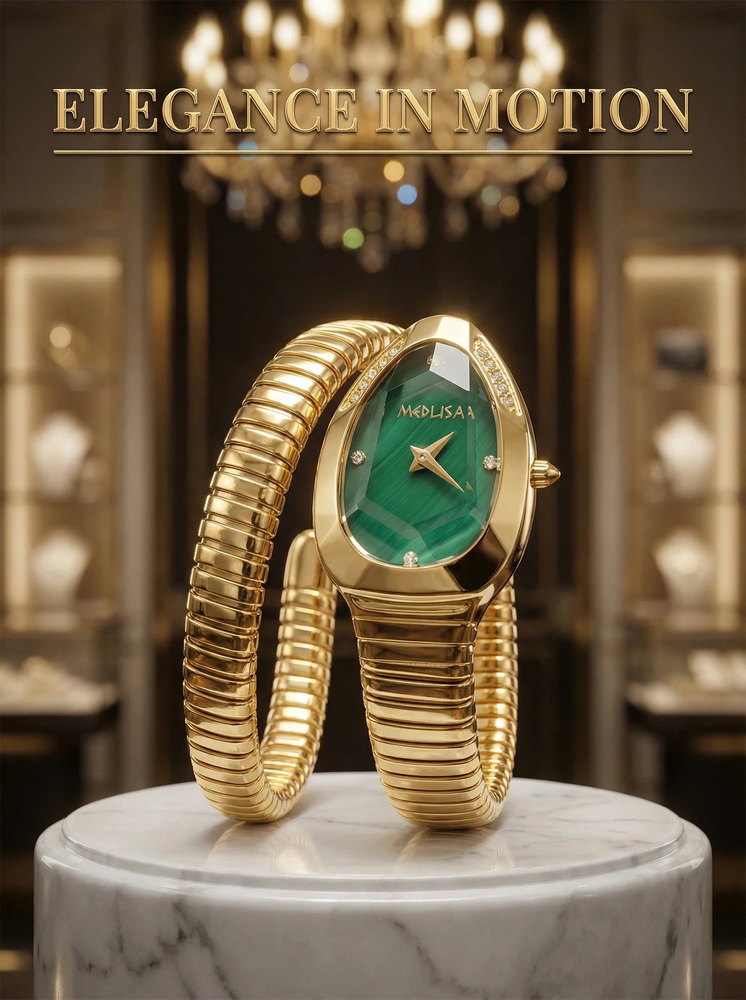 2026 High Quality Gold Diamond Set Snake Shaped Dress Watch Bangle Style Fashionable Unique Brand Same Style Women's Wristwatch