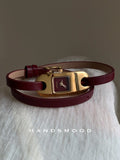 High-quality luxury watch with long red strap, double-layered, high-end fashion leather quartz watch, a gift for your girlfriend