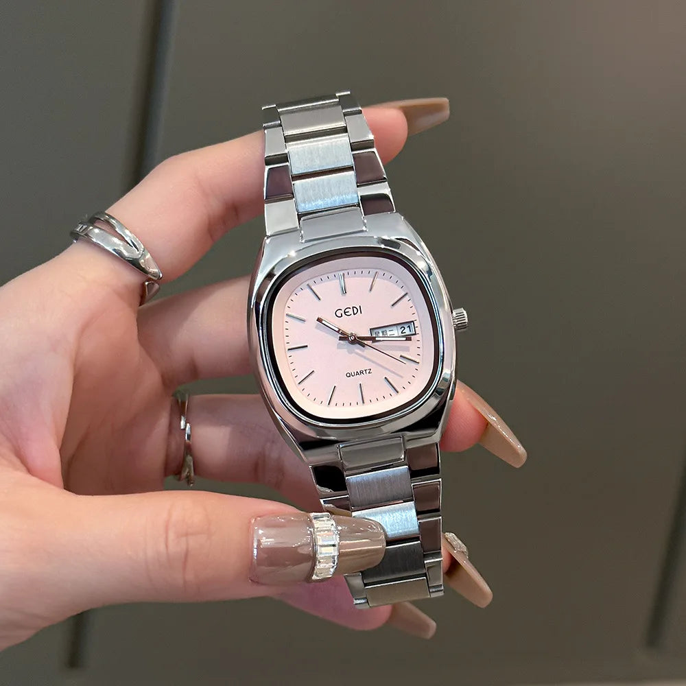 High Quality Women's Watch Minimalist Small Square Plate Bracelet Women's Watch Brown Quartz Waterproof Clock for Wife's Gift