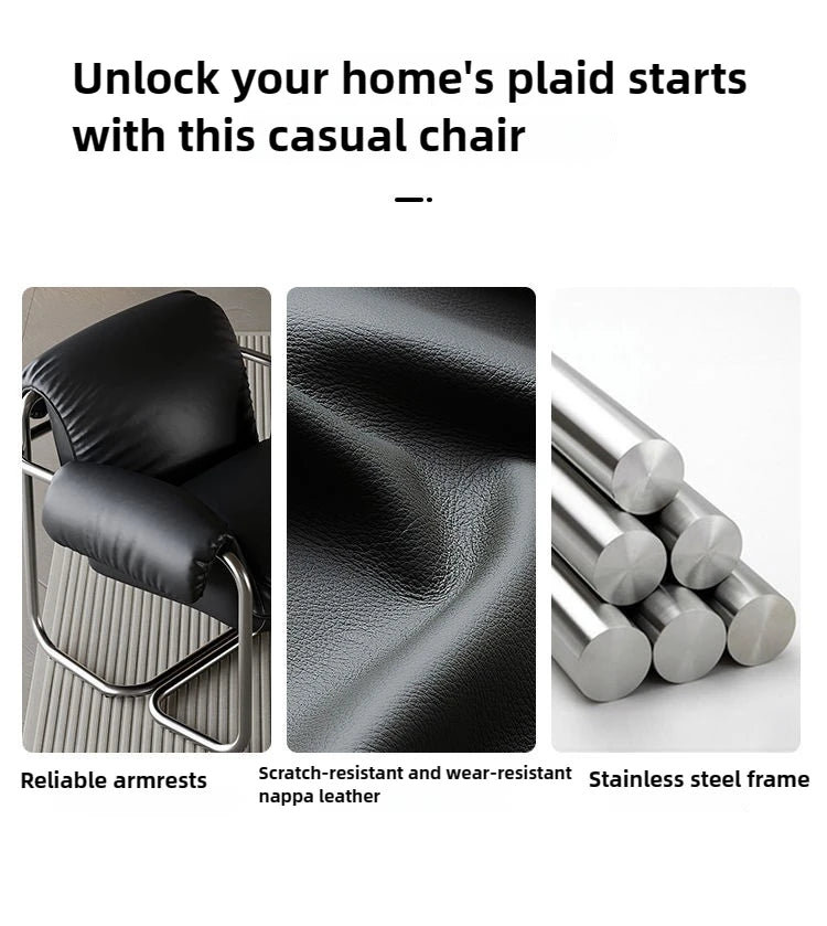 Nordic Dining Chair,leisure Chair,light Luxury Armchairs,designer Stainless Steel Minimalist Reading Chairs, Balcony Lazy Chairs