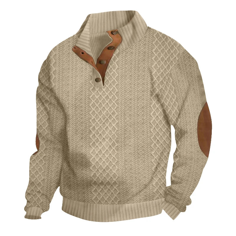 Autumn Winter New Men's Knit Sweatshirt Outdoor Stand Collar Long Sleeve Knitted Pullover Hoodie Men Fashion Patchwork Steetwear