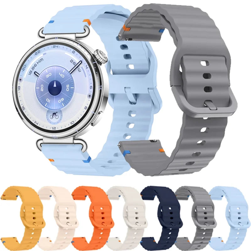 18/20/22mm Sports Wave Silicone Strap For Huawei Watch GT6-5-4 41mm 5 GT5 Pro 42mm Bracelet Wristband For Xiaomi Watch S4 41mm