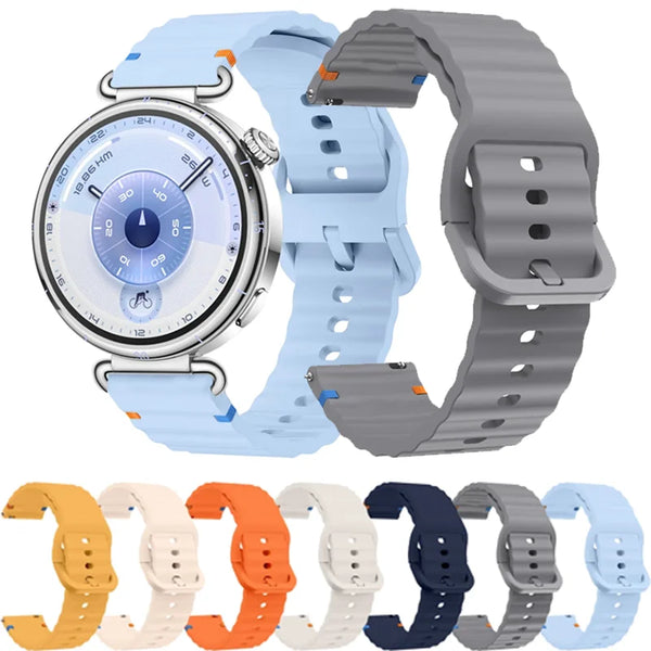 18/20/22mm Sports Wave Silicone Strap For Huawei Watch GT6-5-4 41mm 5 GT5 Pro 42mm Bracelet Wristband For Xiaomi Watch S4 41mm