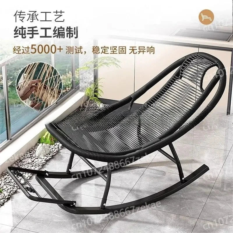 Leisure Lounge Chair, Garden Chair, Widened Rocking Chair, Rattan Rainbow Rocking Chair