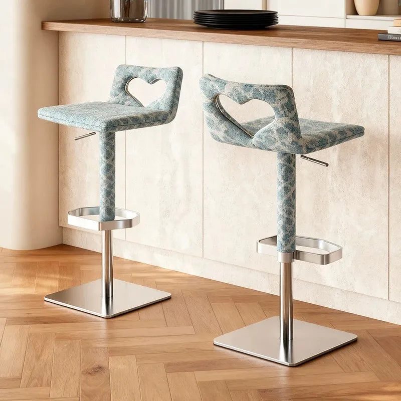 Minimalist Italian-Style Bar Stool by Xiaomujin, Suitable for Designer Villas, Living Rooms, and Dining Rooms, Dopamine Island Chair, Adjustable Height High Stool