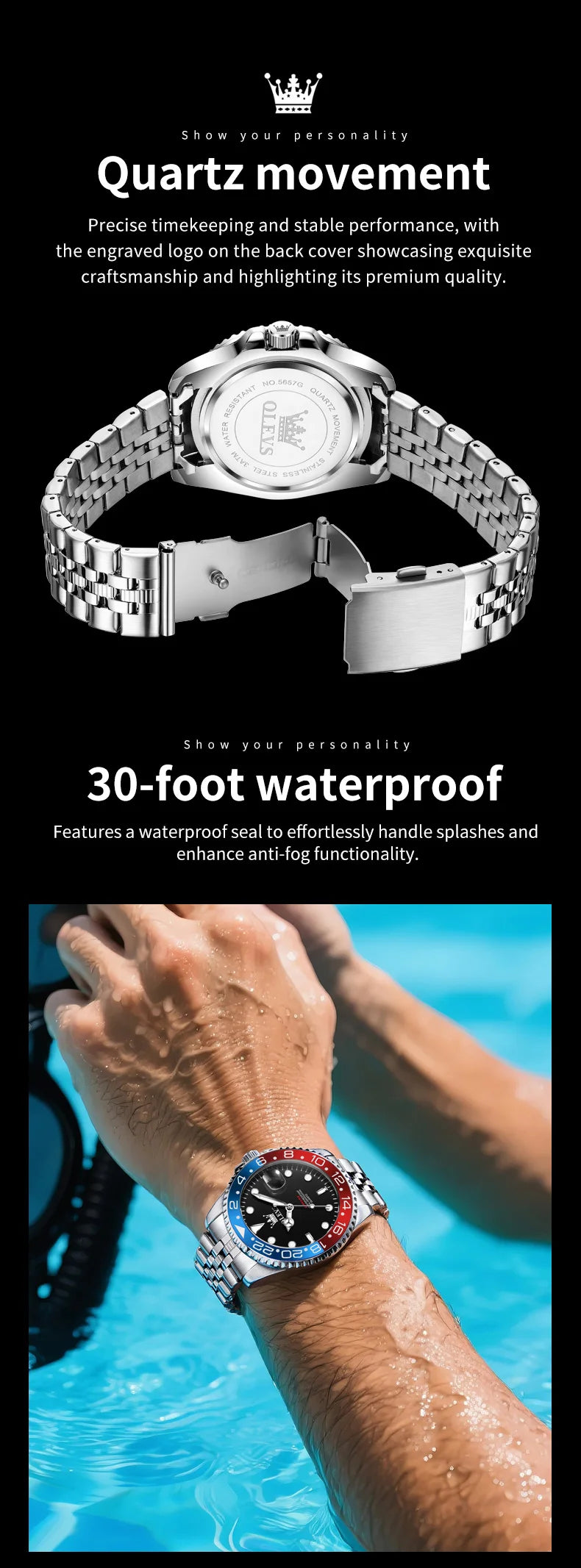 OLEVS 5657 Mens Watch Original Stainless Steel Date Quartz Watch Waterproof Luminous Sports Watches For Man Box Gifts Reloj