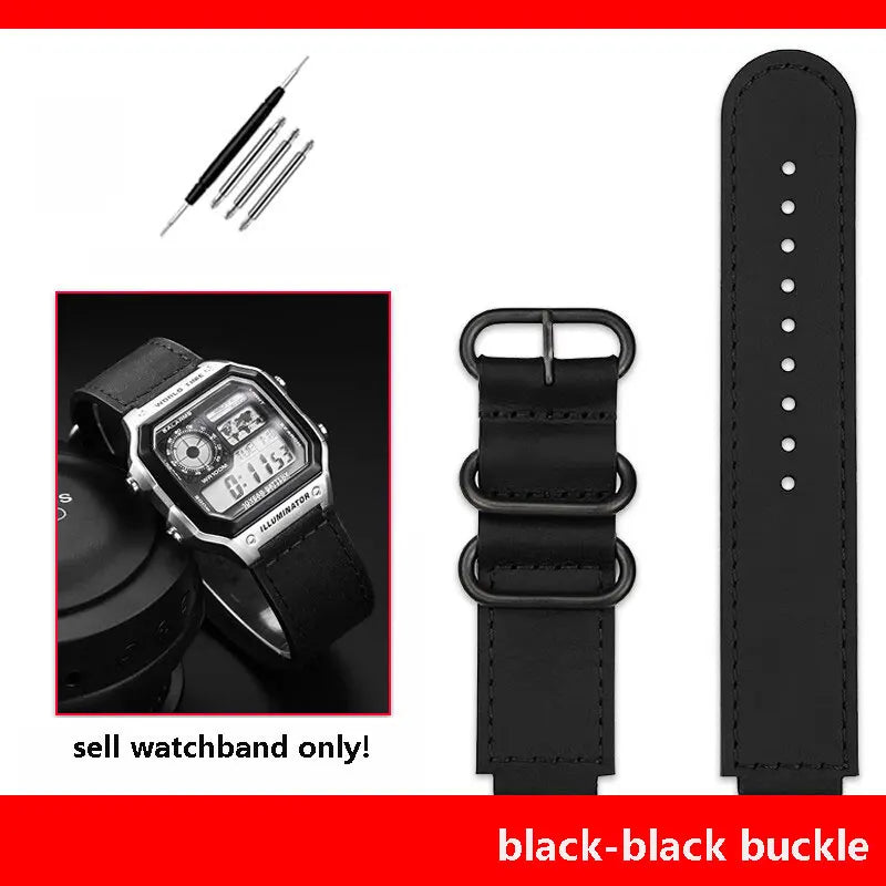 18mm cowhide Watchband for Casio small square strap AE1200/AE-1300/1500 F-108/W-218  A158/A168 vintage cowhide strap  bracelet