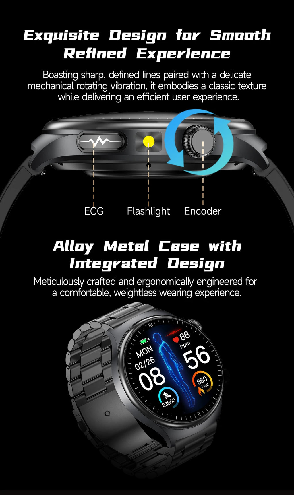 2026 New Accurate Diagnosis ECG Smart Watch Body Fat Blood oxygen BP Health Sport HD AMOLED Screen call Smart watch Men women