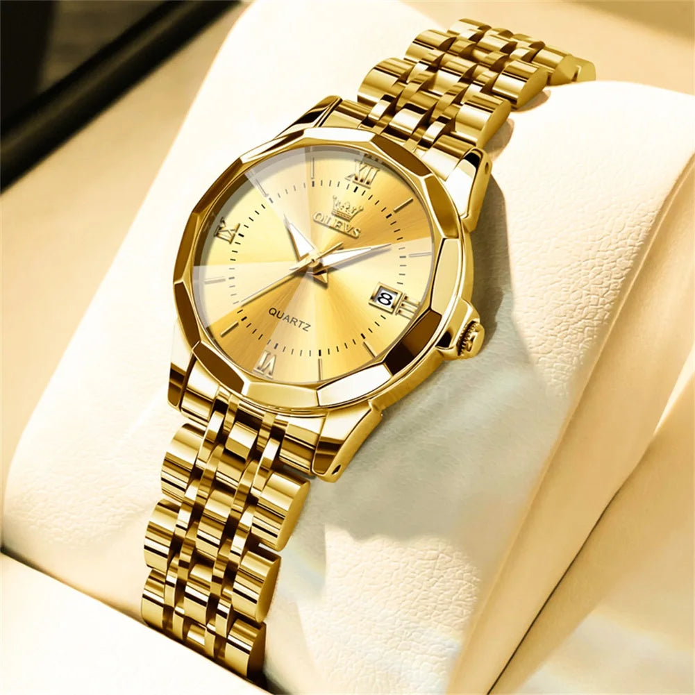 OLEVS 9931 Elegant Fashion Women's Watches Luxury Brand Original Quartz Watch forLadies Waterproof Stainless Steel Luminous Date