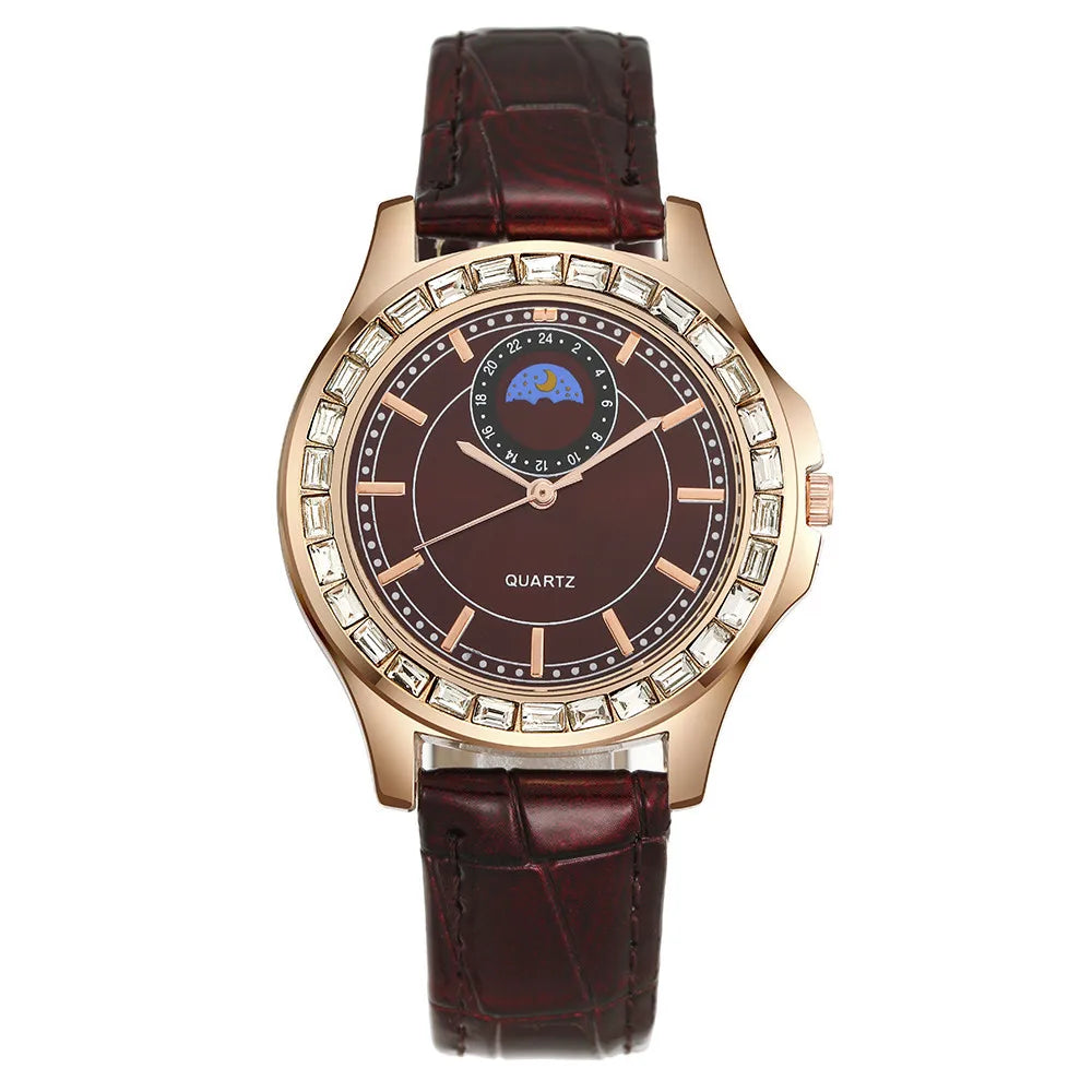 Luxury Large Dial Diamond Ladies Branded Quartz Watch Fashion 2025 Black Leather Women's Simple Dress Clock Gift Watches