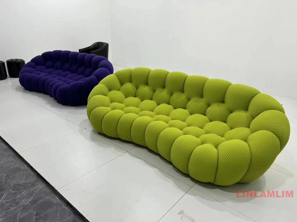 Linlamlim Modular Cloth Football Couch Contemporary Cloud-Shaped Sofa Fabric Curved Designer Sofa Set for Living Room or Office