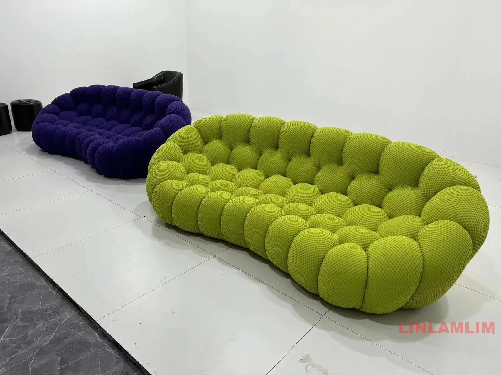 Linlamlim Modular Cloth Football Couch Contemporary Cloud-Shaped Sofa Fabric Curved Designer Sofa Set for Living Room or Office