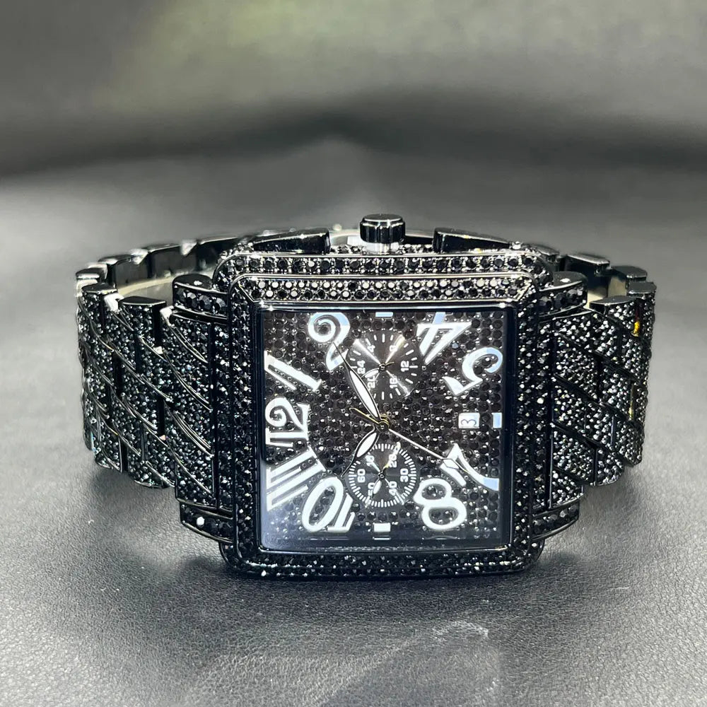 New MISSFOX Luxury Diamond Watch For Men Fashion lce Out  Big Face And Band Wristwatch Bling Hip Hop Style Jewelry Dropshipping