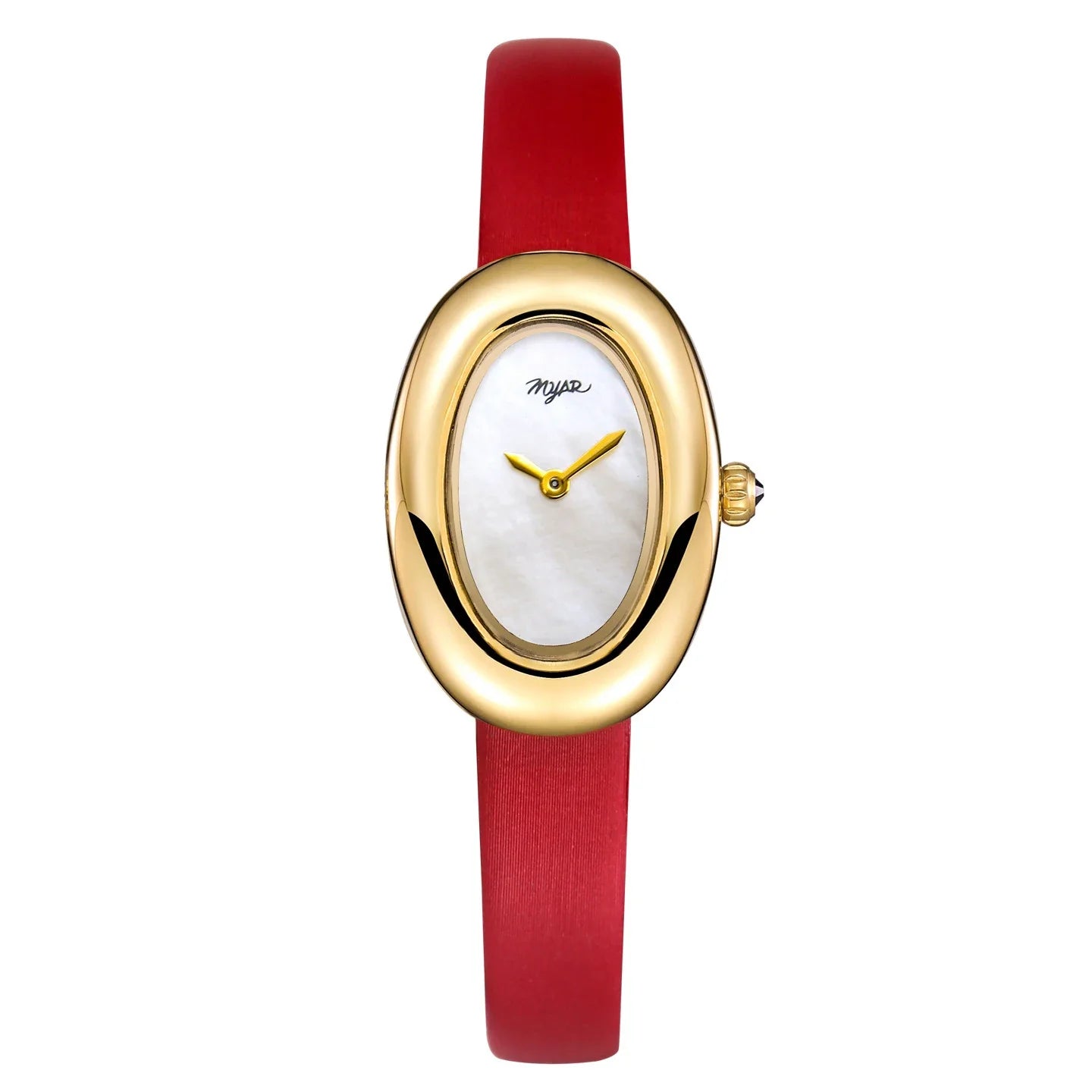 MYAR Women Watch for Girls Quartz Reloj Mujer Sliver Diamond Oval Shaped Orologio Ladies Wristwatch Simple Stainless Steel Clock