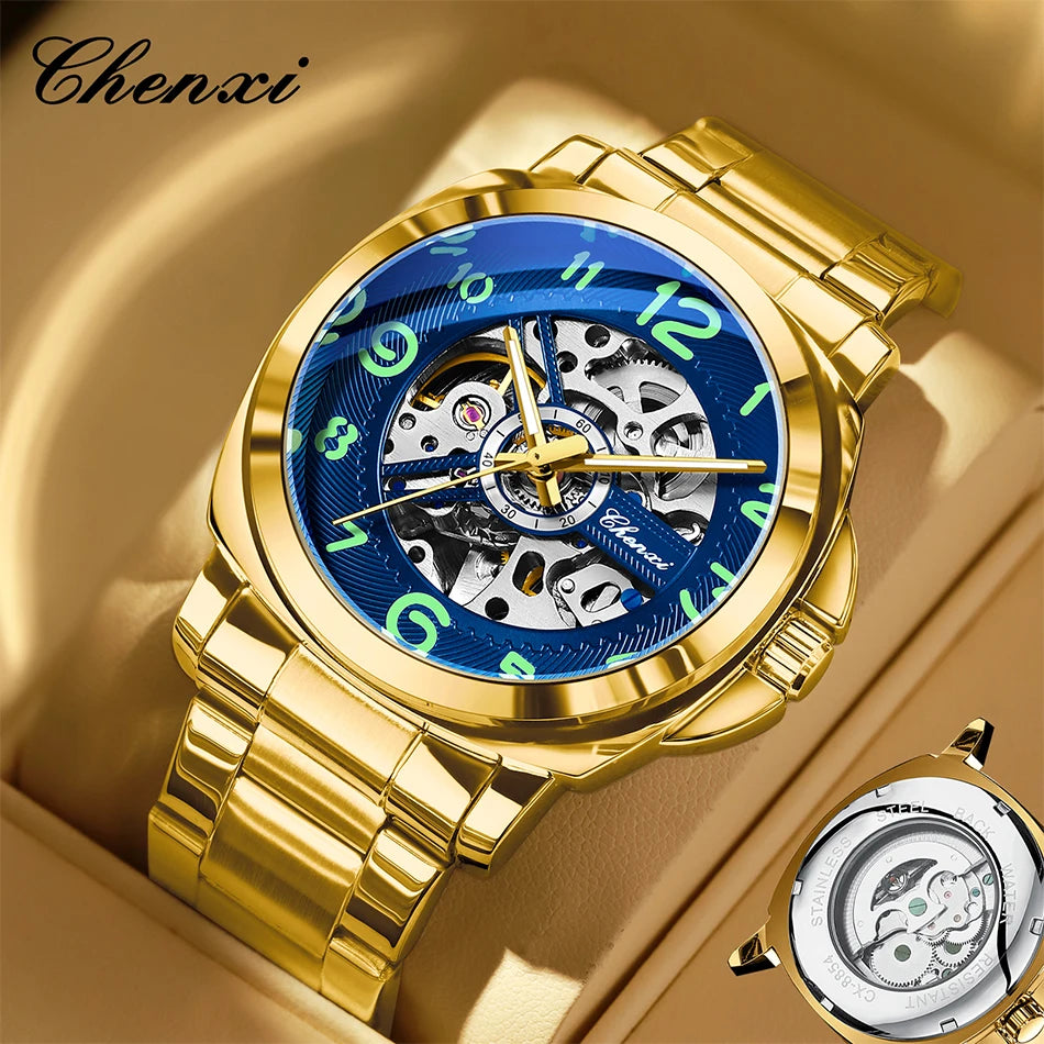 CHENXI New Mechanical Men's Watches Large Openwork Dial Fashion Luminous Waterproof Fully Automatic Mechanical Watch Man