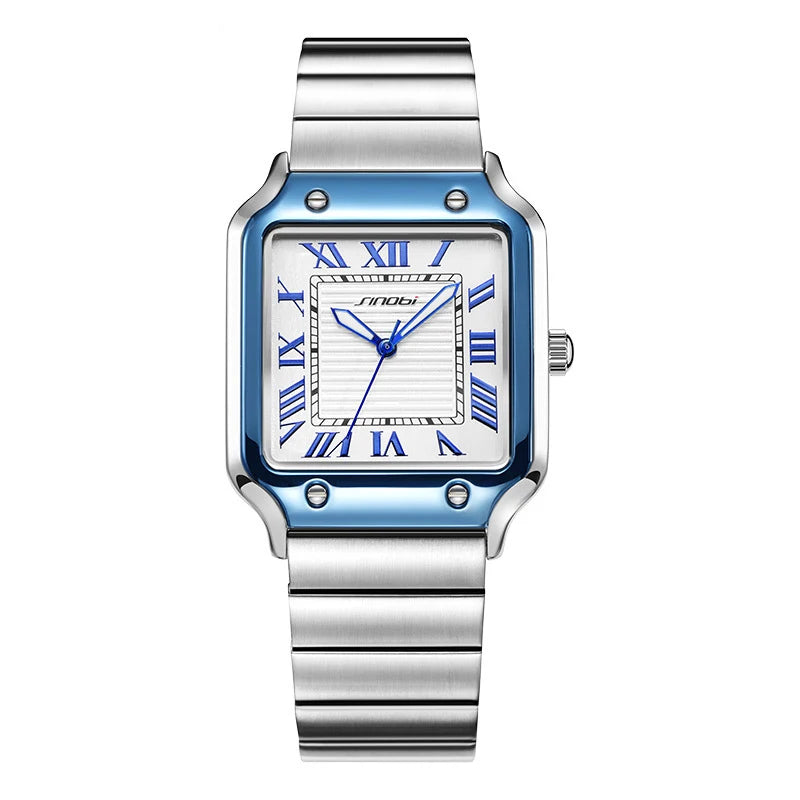 Square Quartz Watch Men Stainless Steel Waterproof Business Wristwatch Male Clock Relogio Masculino