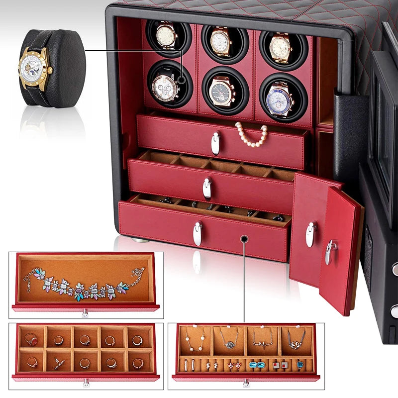 Watch Winder Explosion proof Glass Watch Safe German Mechanical Watch Box 6-9-12 Table Position Automatic Shaking Watch Safe Con