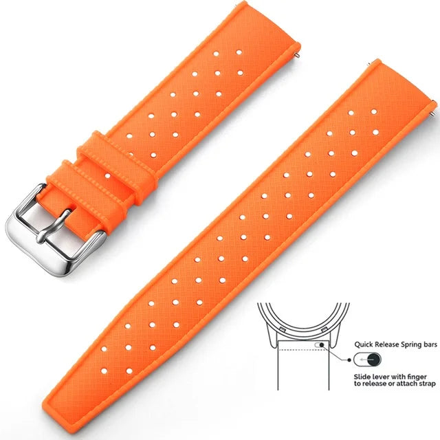20mm 22mm Quick Release New Tropical TPU Rubber Strap Flat Head Universal Watch Band Ventilate Silicone Tropic Bracelet