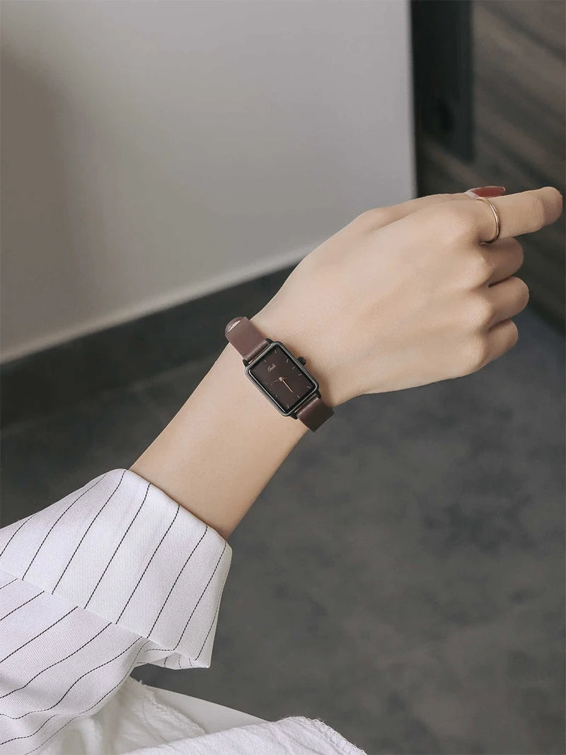 GEDI Watches for Woman Vintage Niche Elegant Waterproof Leather Watches Ladies Quartz Square Women's Wristwatches