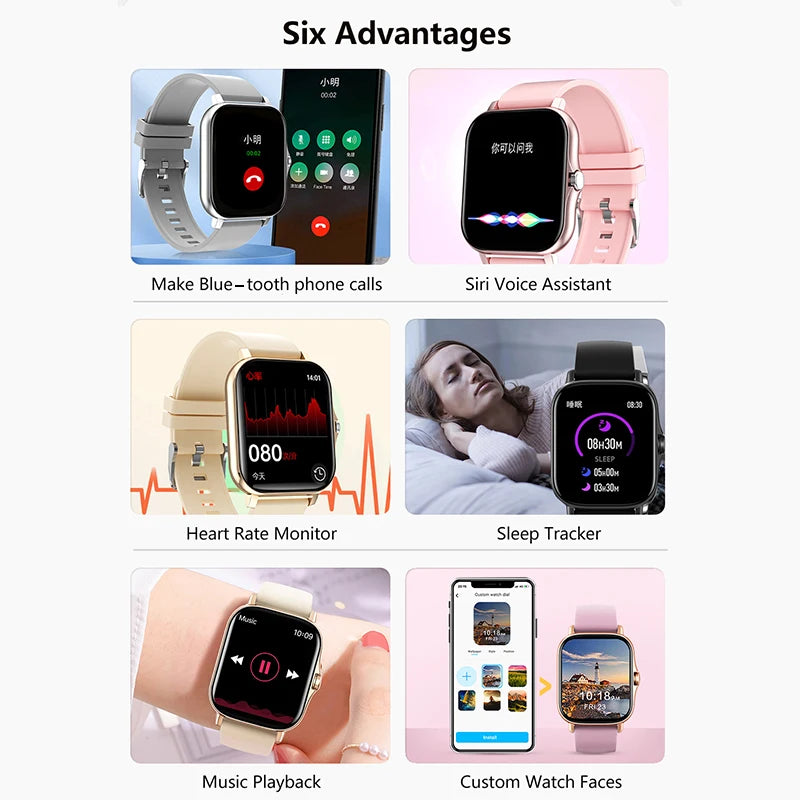 2025 Men Smart Watch Fitness Clock Sports Heart Monitor Smartwatch Bluetooth Call Music Playback 1.83'' Wrist Watches for Women