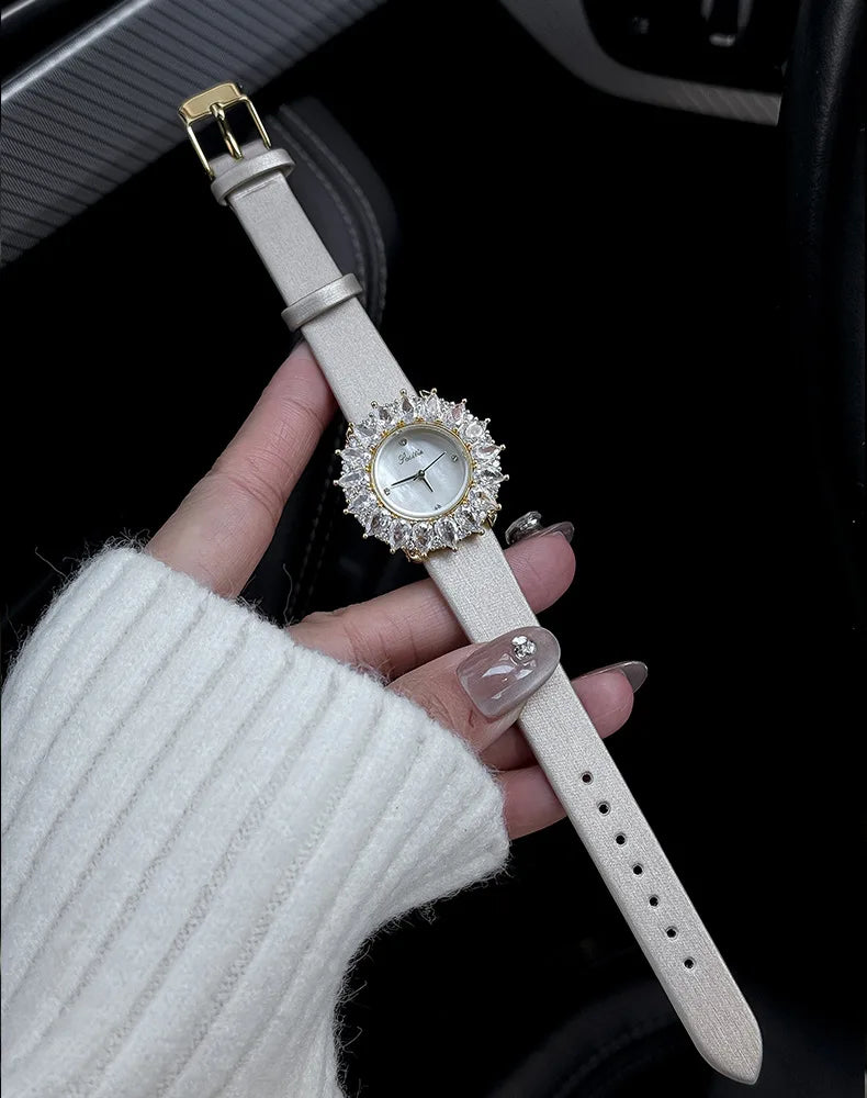 Women Watches for Girls Wrist Quartz Watch Sliver Gold Flower Diamond Orologio Ladies Vintage Wristwatch Stainless Steel Clock