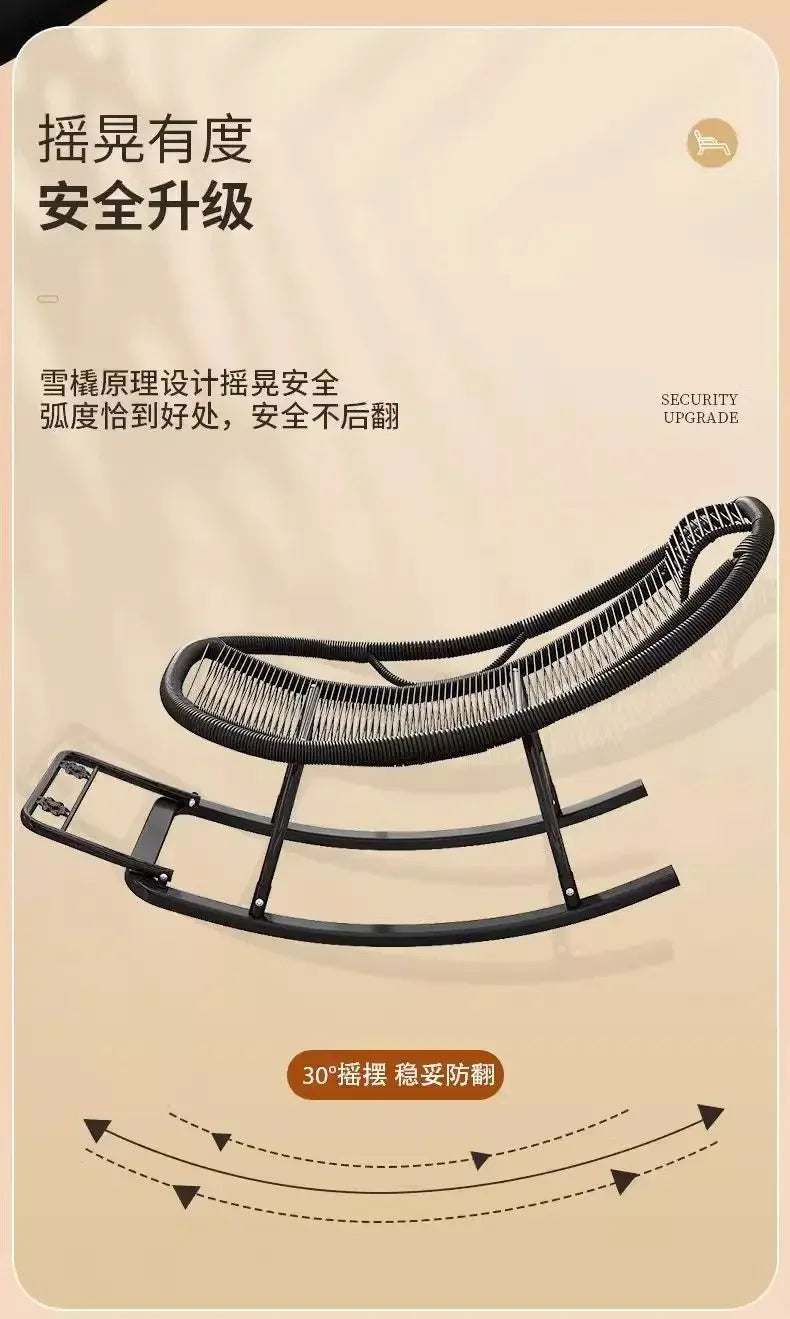 Leisure Lounge Chair, Garden Chair, Widened Rocking Chair, Rattan Rainbow Rocking Chair