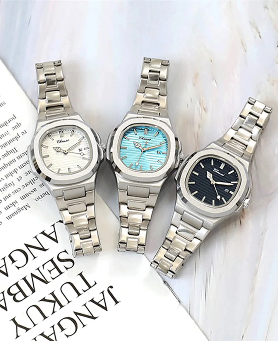 Watches For Woman Fashion Date Luminous Quartz Watch Silver Stainless Steel Clock Women's Stainless Steel Watch Waterproof