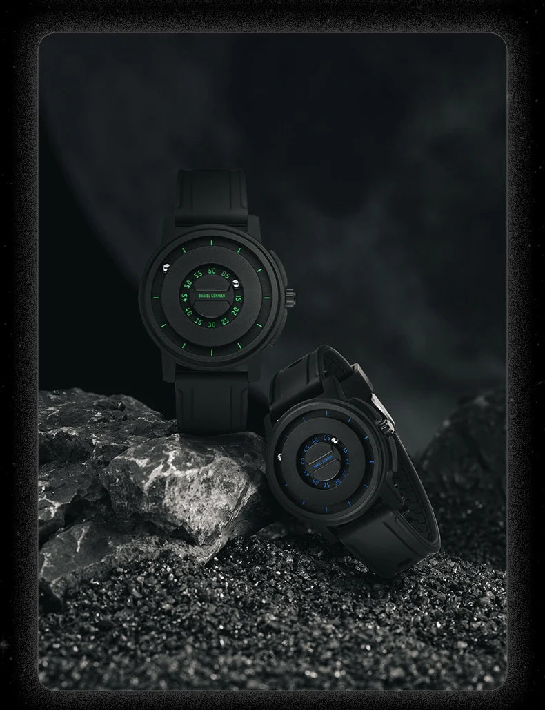 DANIEL GORMAN Fashion Silicone Watch For Men Outdoor Sports Waterproof Scrolling Pointer Magnetic Force Men's Quartz Wristwatch