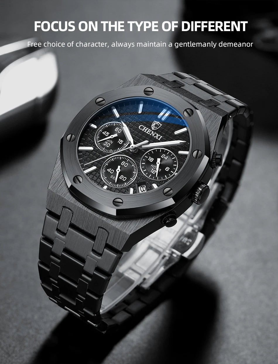 CHENXI  Multifunctional Men's Watches Luxury Brand Calendar Luminous  Waterproof Men Wristwatch High Quality Quartz male Watch