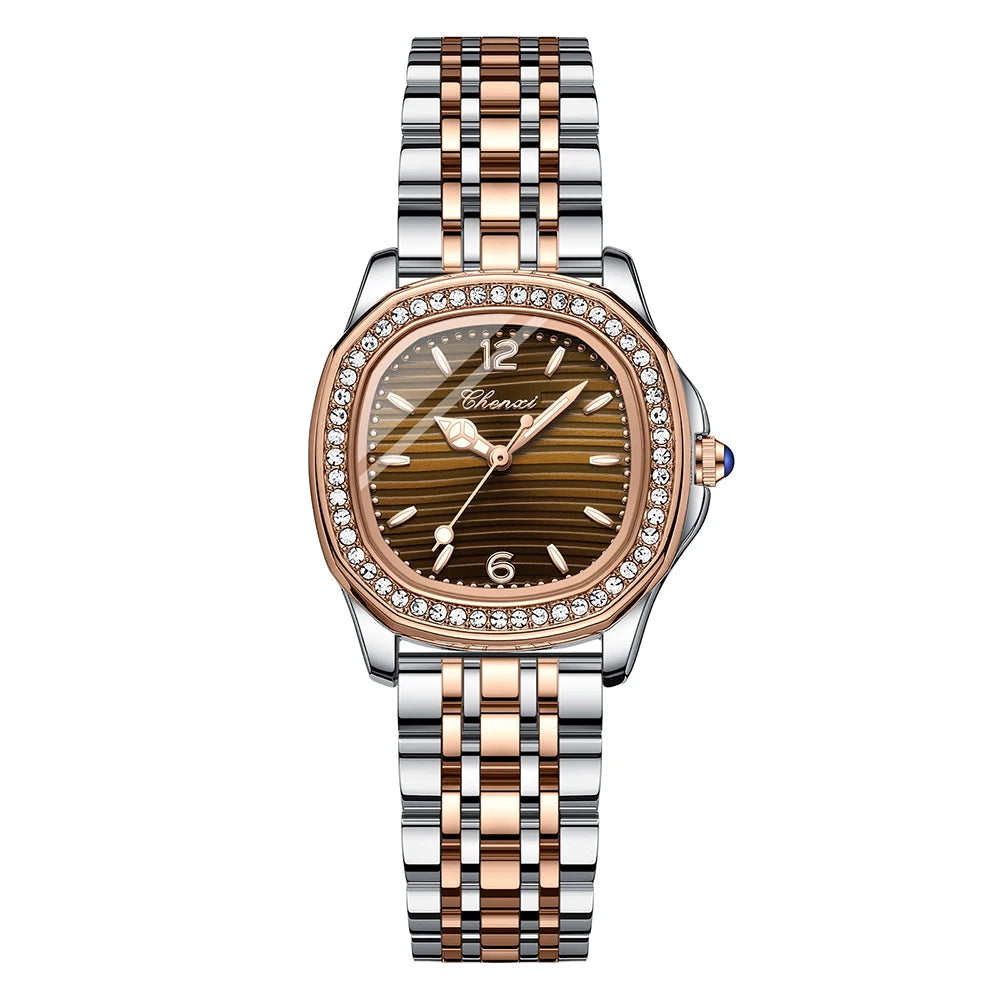 CHENXI Luxury Elegant Watches For Woman Fashion Diamond Dial Quartz Watch Ladies Rose Gold Wristwatch Waterproof Luminous