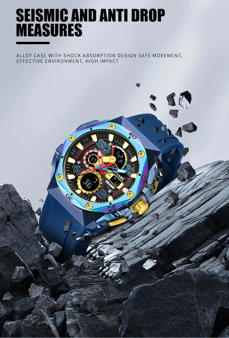 SMAEL Men's Sport Digital LED Watch Dual Time Stopwatch Alarm Clock 50M Waterproof 8113 Wristwatch Sports Army Military Watches
