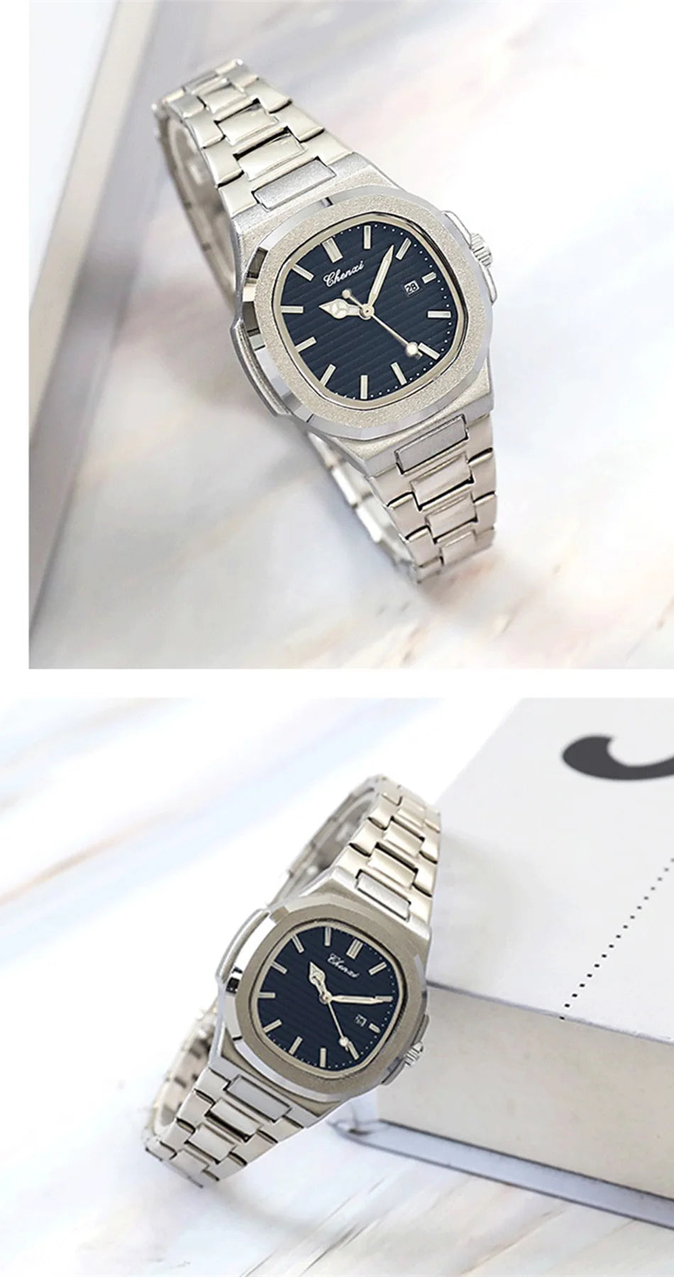 Watches For Woman Fashion Date Luminous Quartz Watch Silver Stainless Steel Clock Women's Stainless Steel Watch Waterproof