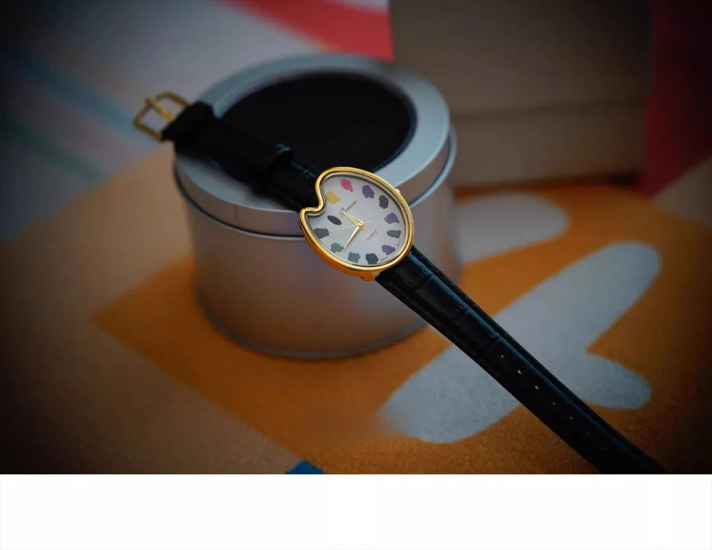 2026 Hot Sale Retro Niche Art sketching board Design Leather Quartz Square Exquisite and Versatile Pointer Watch 29mm