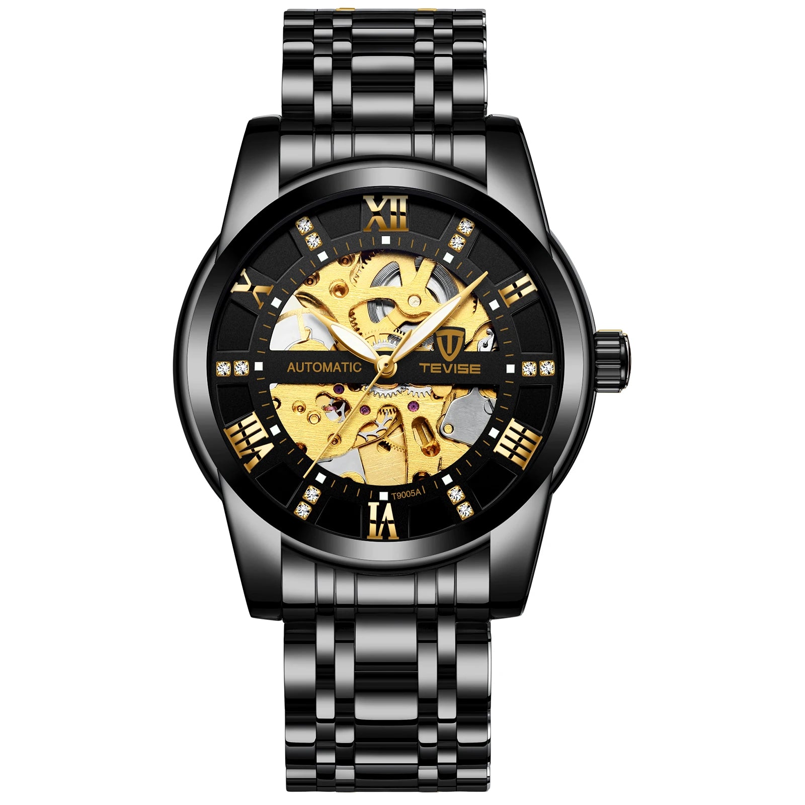 TEVISE  Men Automatic Mechanical Wrist Watch Luxury Brand Stainless Steel Mens Watch Fashion Skeleton Watches