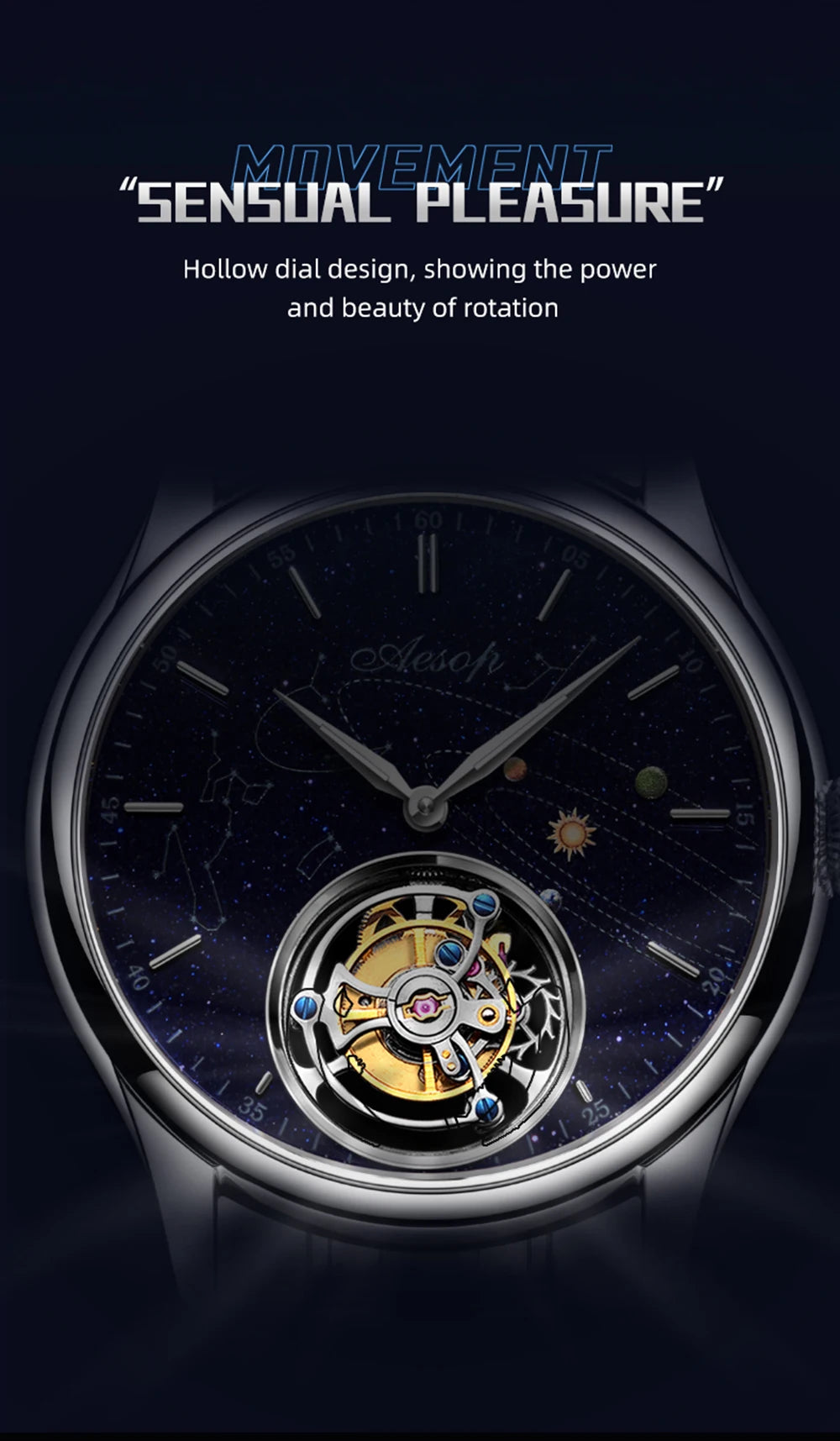 AESOP Original Flying Tourbillon Watches for Men Mechanical Skeleton Tourbillon Movement Fashion Wrist Watch Mens Sapphire 2025