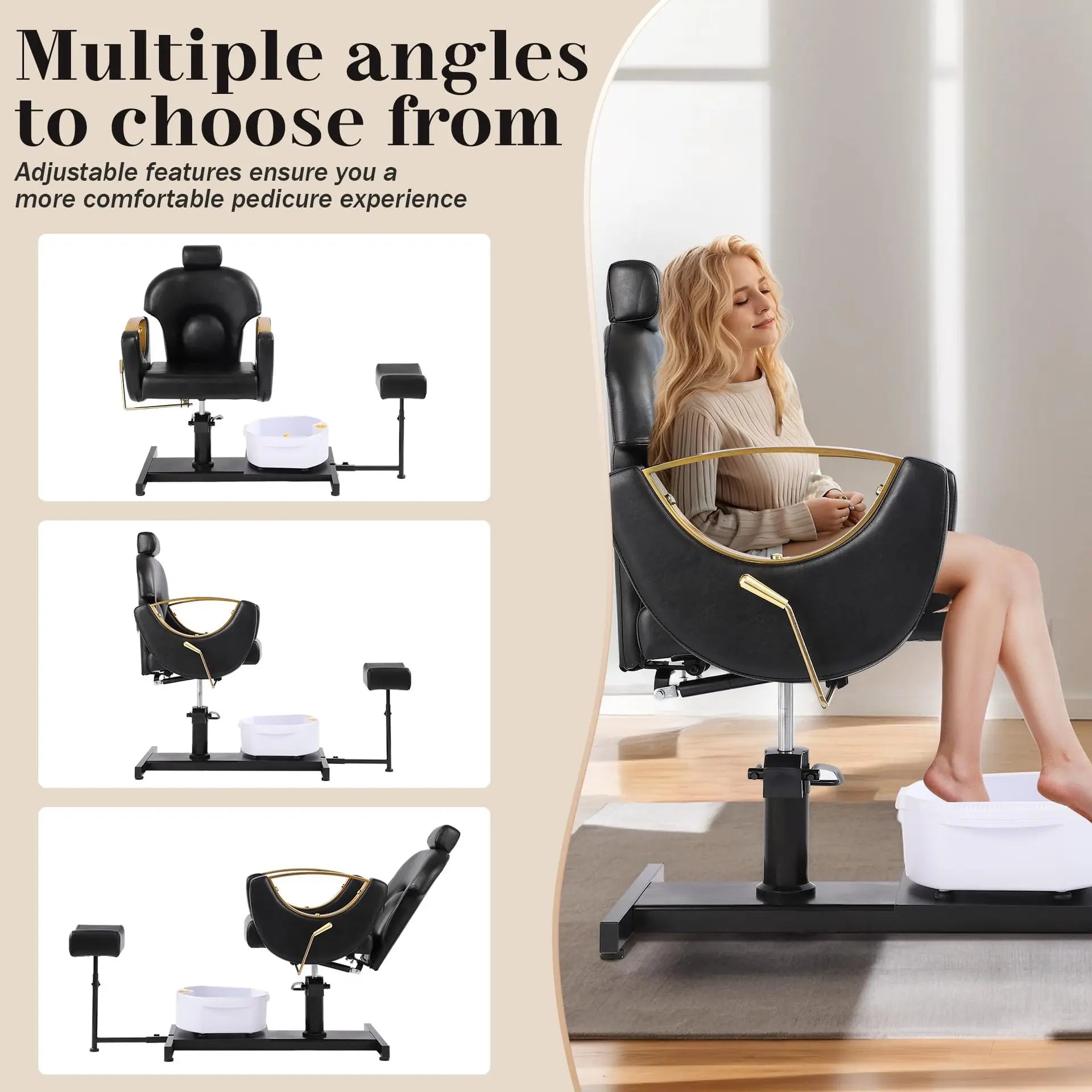 AOLIVIYA Modern Light Multifunctional Adjustable Pedicure Chair Metal Foot Bath Rotating Foot Therapy Massage For Salon Professi