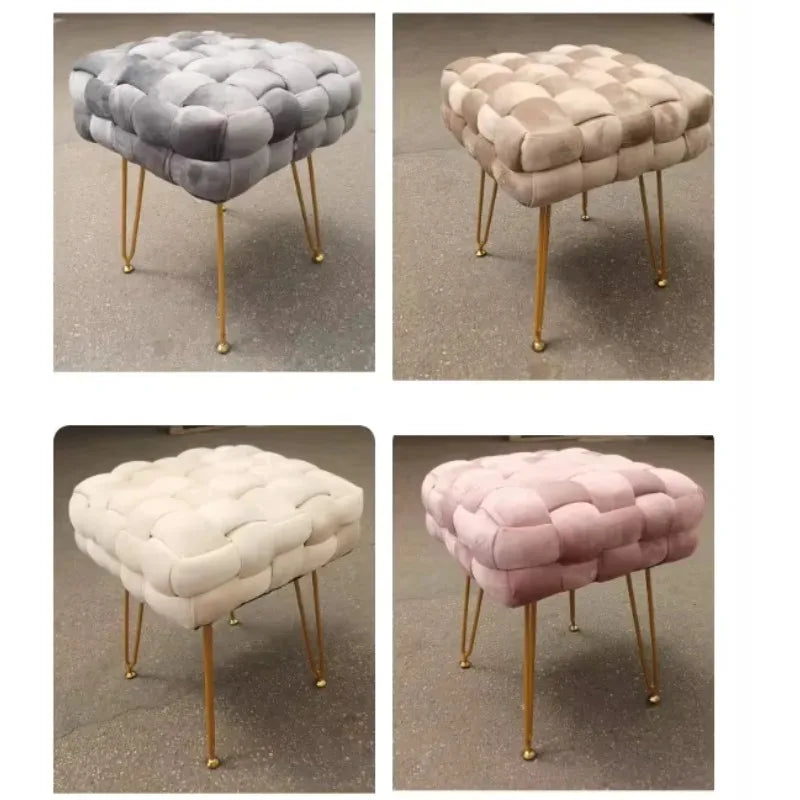 Upholstered Accent Side Chair Makeup Vanity Chair Low Velvet Stool for Dining Room Bedroom Living Room Ottoman Bench