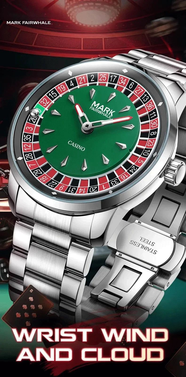 Mark Fairwhale 2025 New Fashion Men Quartz Watch Arabic numerals Rotating Dial Roulette Luminous Waterproof Men's Wristwatch