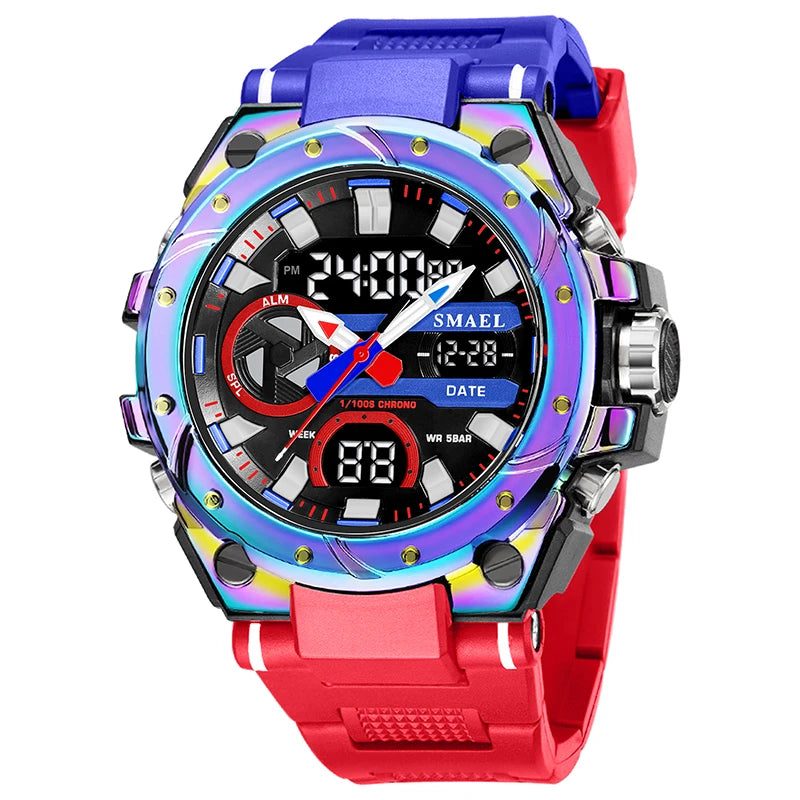 SMAEL Brand Sport Watches 50M Wateproof Dual Time Display Watches LED 8029 Stopwatches Alarm Multifunctional Men's Wristwatches