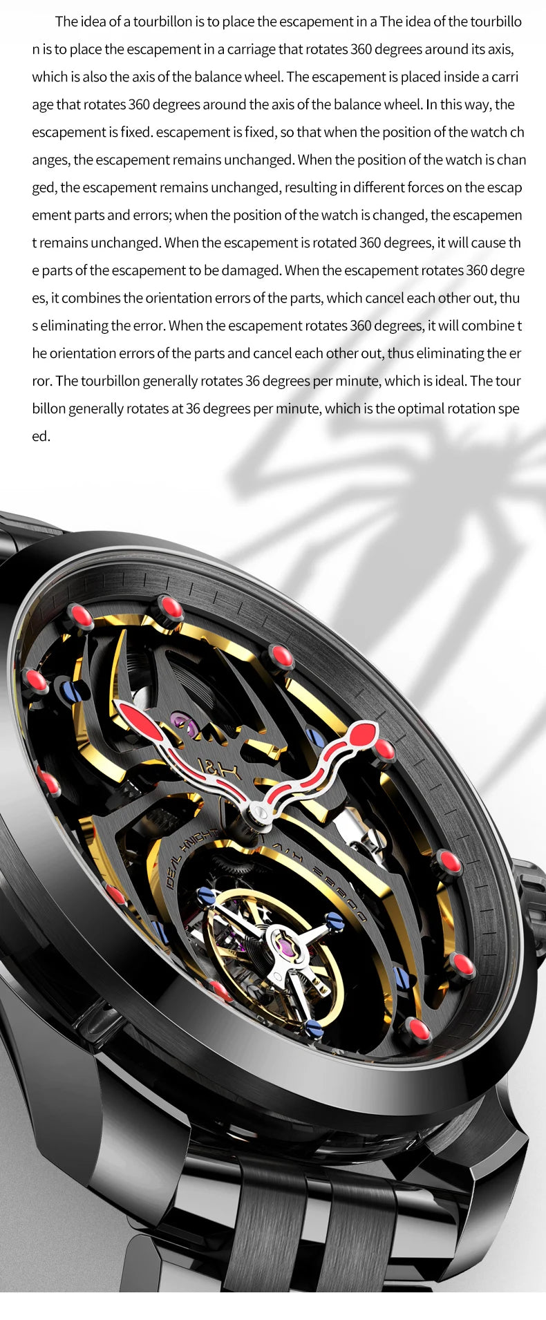 IDEAL KNIGHT 6802 Tourbillon Watch For Men Transparent Skeleton Mechanical Wristwatch Man Luxury Top Brand Limited Edition Watch