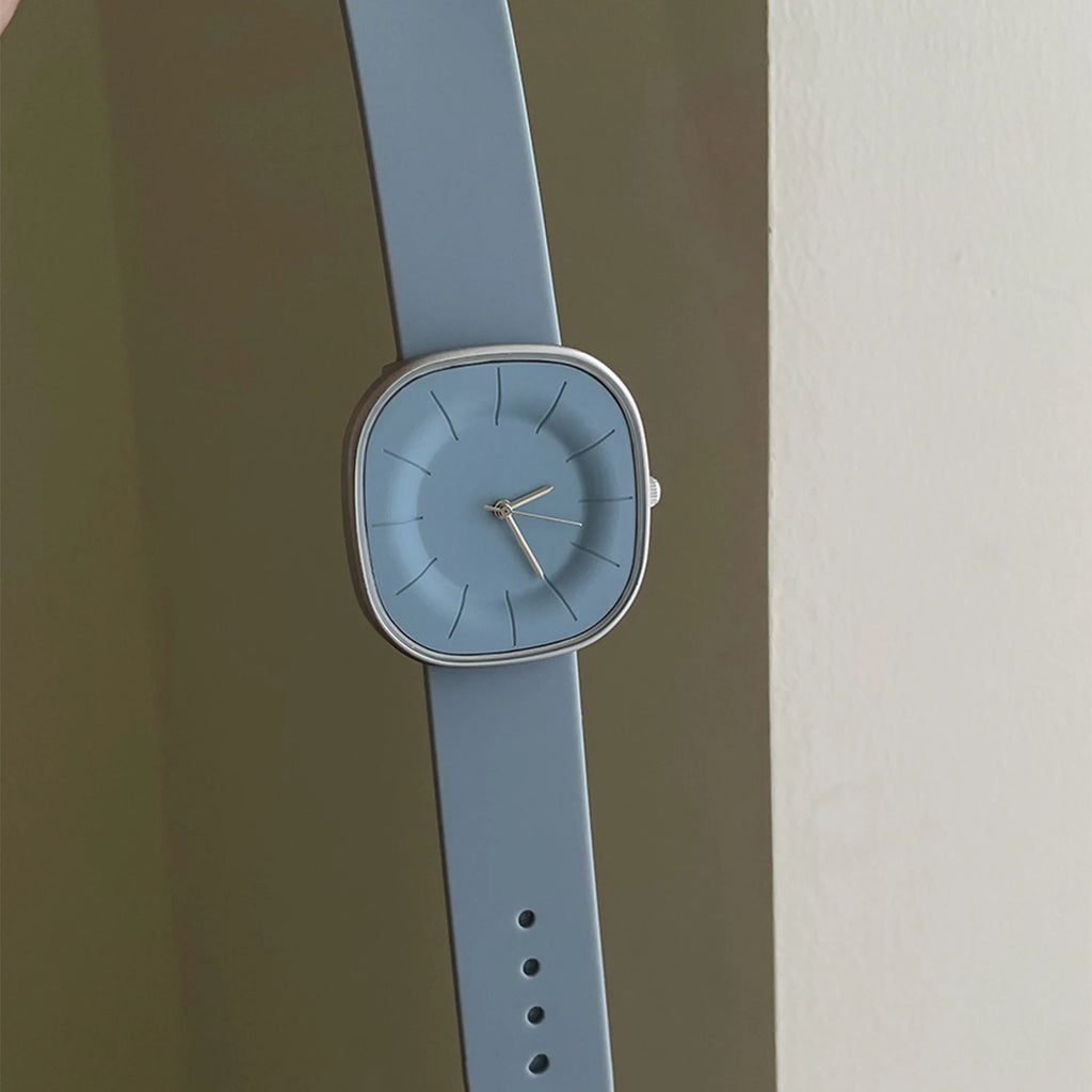 Luxury-inspired Dopamine Square-Face Watches for Women Silicone Strap, Waterproof Quartz Movement Women's Watch Student Gift