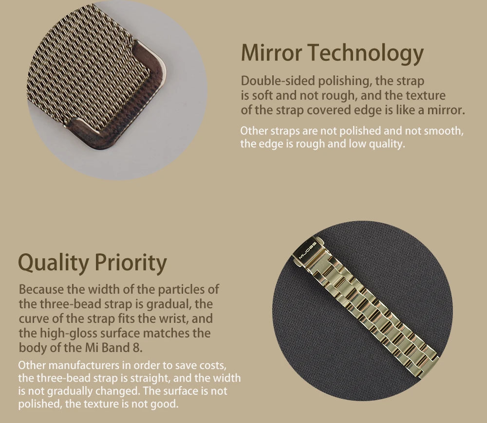 Strap for Mi Band 10 9 8 Wristband For Mi Band 9 Bracelet for Mi Band 10 Stainless Steel Watch Band for Mi Band 8 Metal Straps