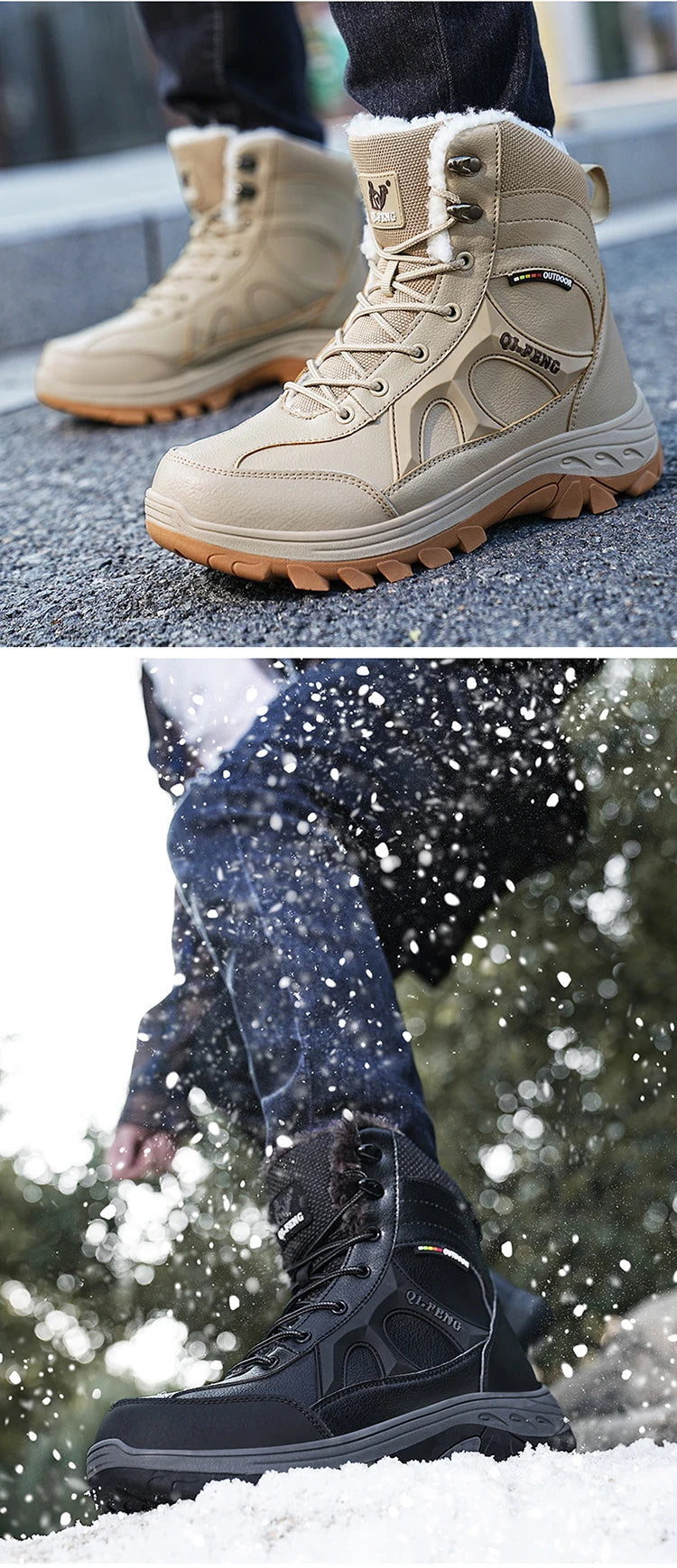 New Men Winter Outdoor Hiking Boots Plus Size 47 Snow Boots Men Training Work Boots Waterproof Slip-Resistant Keep Warm Fashion