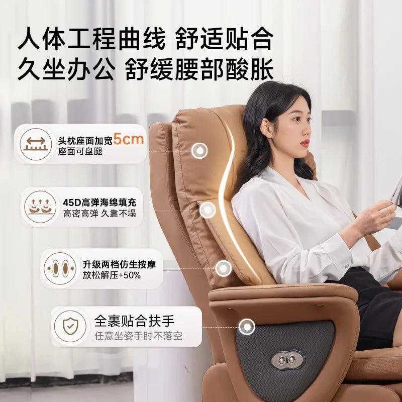 Genuine Leather Electric Ventilated & Heated Executive Office Chair – Ergonomic Reclining Computer Chair Sitting Comfort JT40