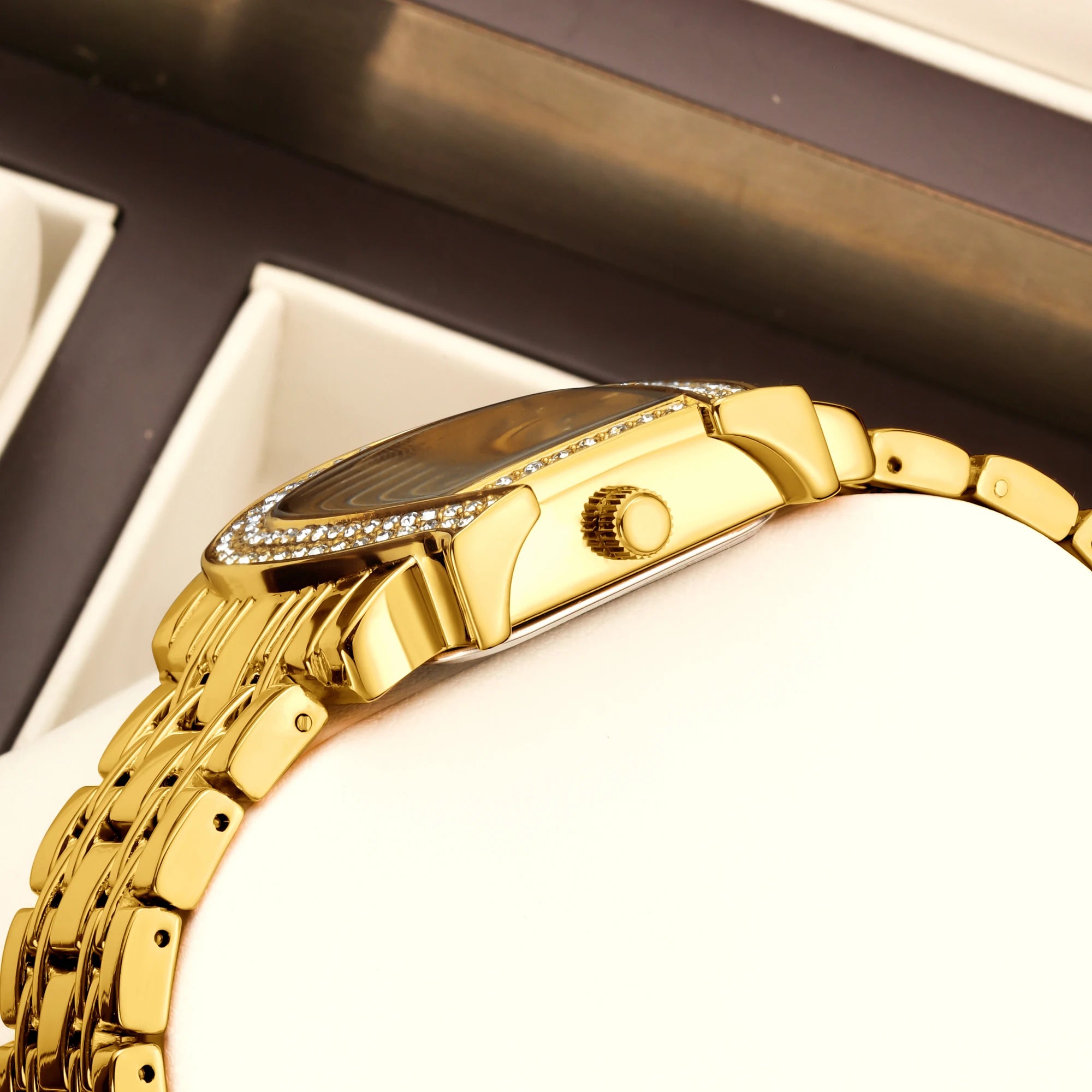 YaLaLuSi Women's Luxury Diamond-Set Asymmetrical Dial Bracelet Watch, Water-Resistant Quartz Watch reloj mujer watch for ladies