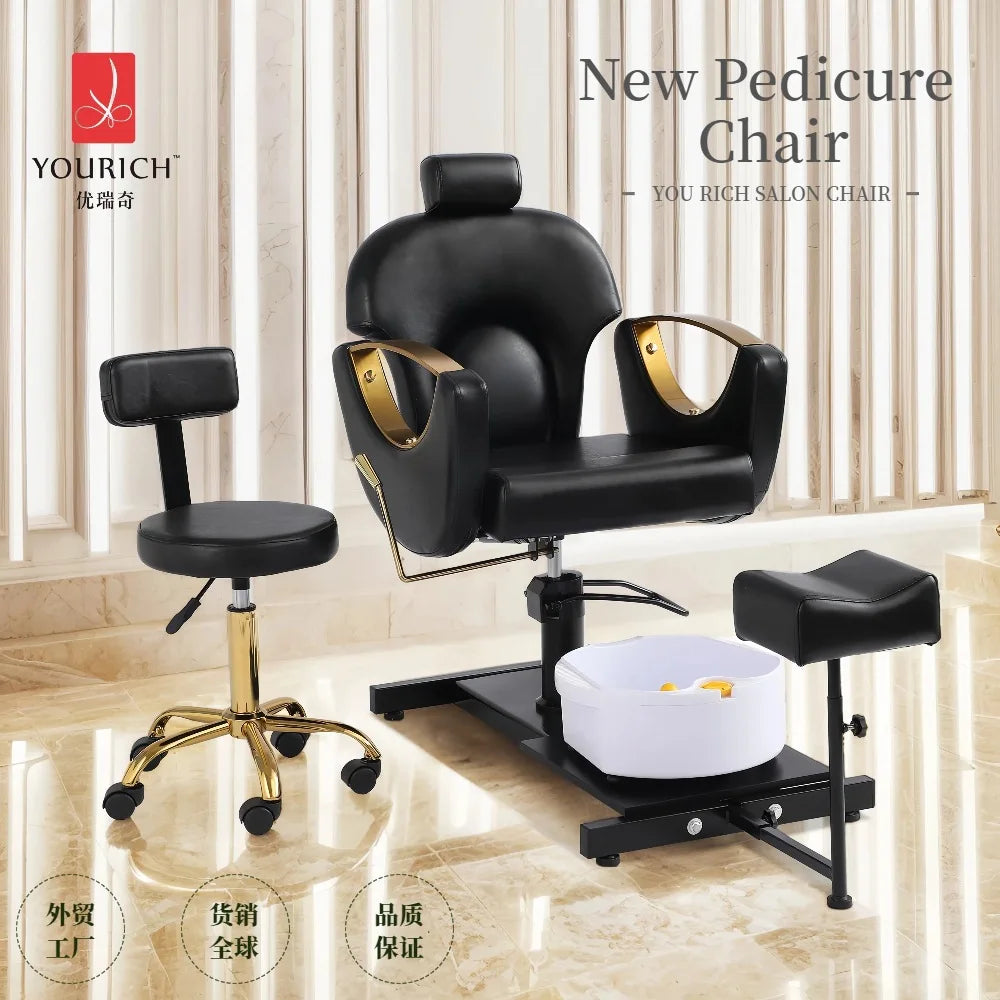 AOLIVIYA Modern Light Multifunctional Adjustable Pedicure Chair Metal Foot Bath Rotating Foot Therapy Massage For Salon Professi