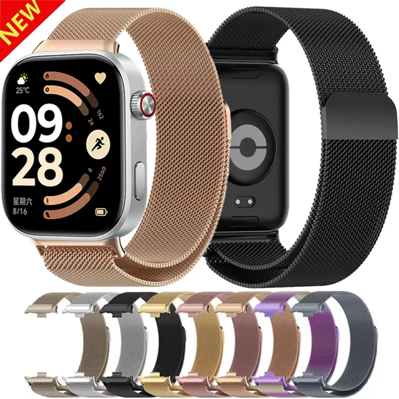 Milanese Loop Strap For Xiaomi Mi Band 9/8 Pro Metal Magnetic Durable Wristband Watchband For Redmi Watch 4/5/6 Correa Accessory