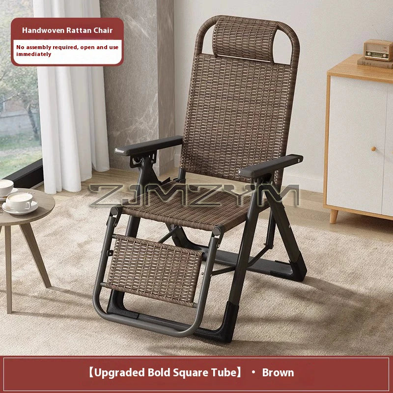 Folding Adjustable Backrest Recliner Comfortable Armchair Patio Nap Balcony Home Leisure Rattan Seating Lounge Chair