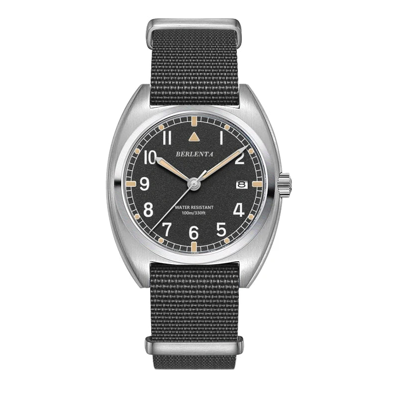 Berlenta Brand original Retro Leather Field Watch For Men Top Luxury 316L Steel Case Military Wristwatch Enlistment Gift