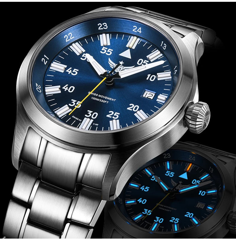 YELANG V1021S Men Quartz Watch 42mm Swiss Ronda  Movement 10-year battery life T100 Luminous 100m Waterproof Men's Diving Watch